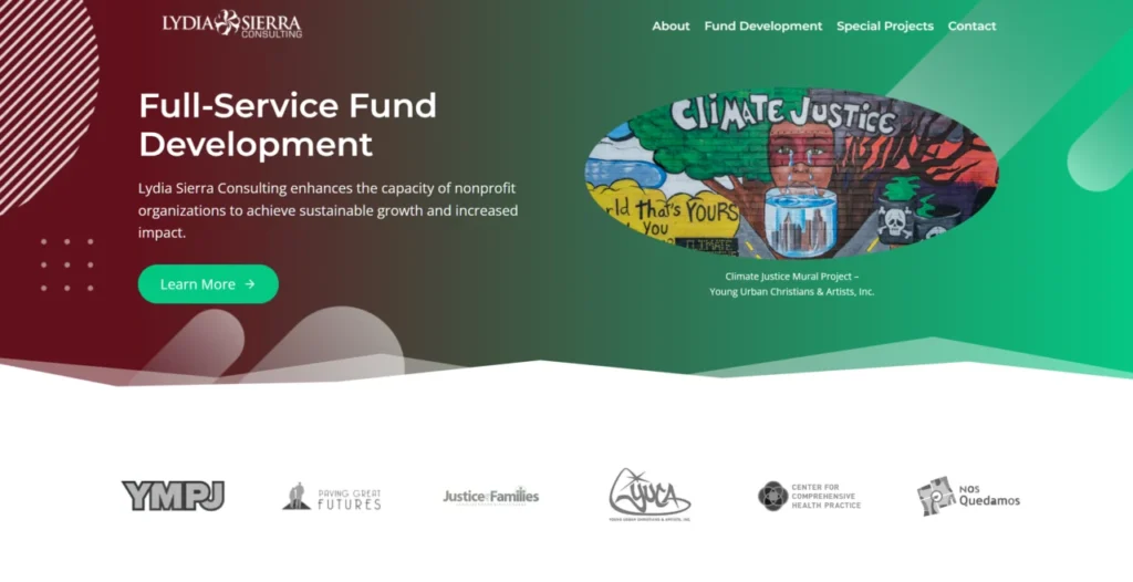 Lydia Sierra Consulting website, built and managed by Glavnos
