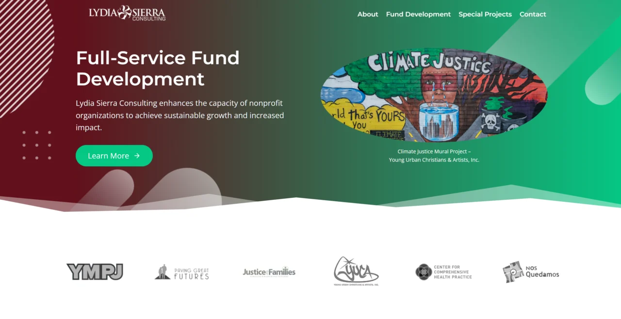 Lydia Sierra Consulting homepage, built and managed by Glavnos