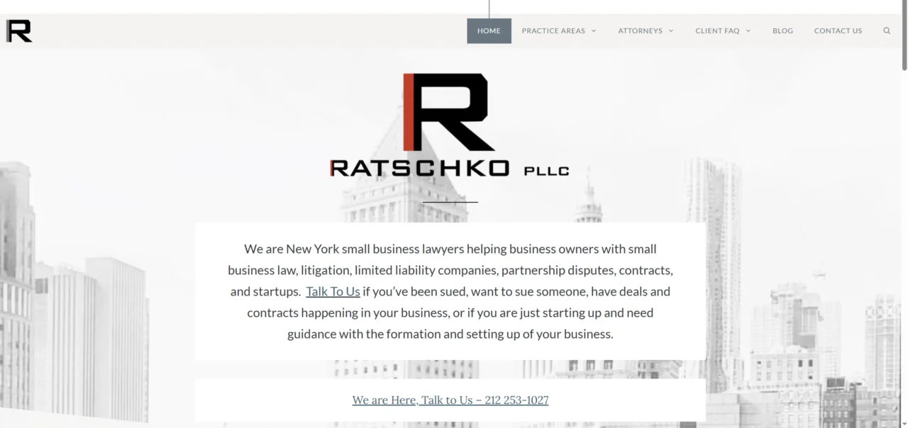New York Small Business Law website for Ratschko PLLC