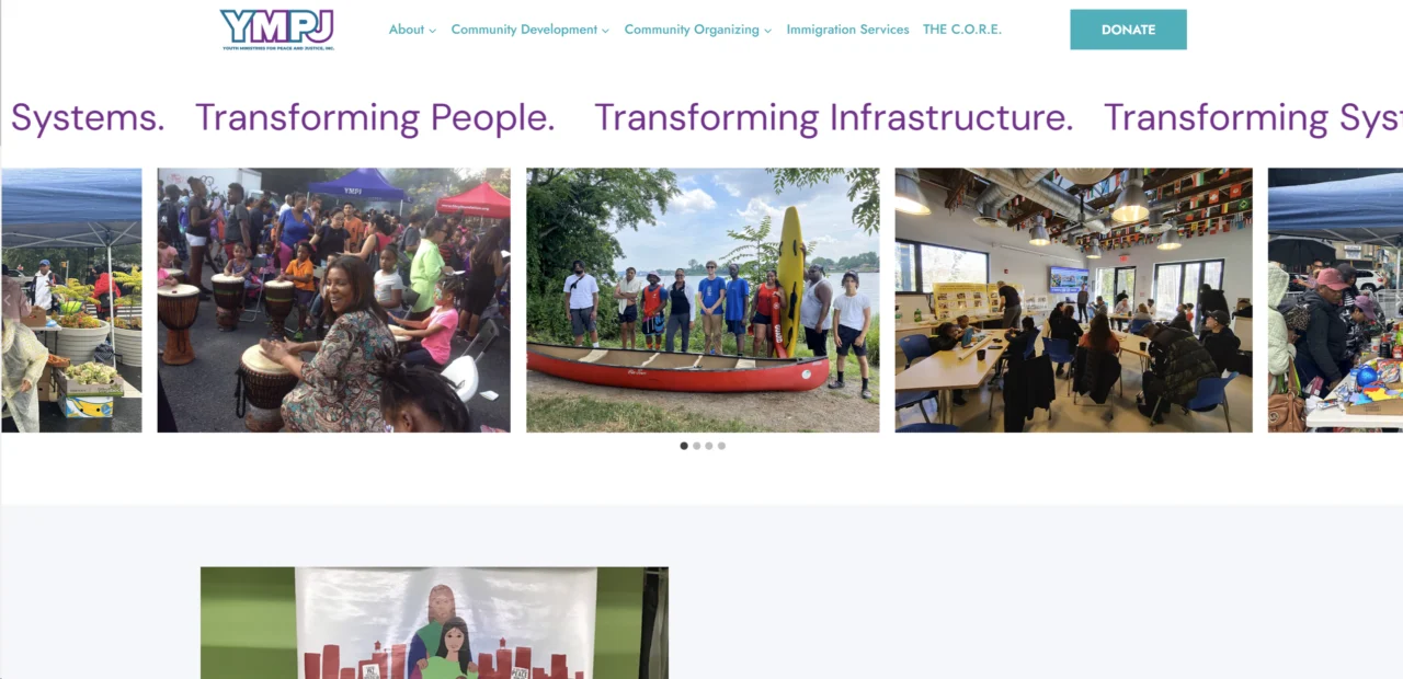 Youth Ministries for Peace and Justice website homepage