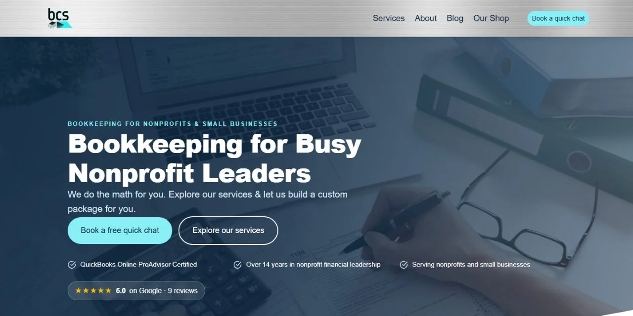 BCS bookkeeping website homepage, relaunched in 2026