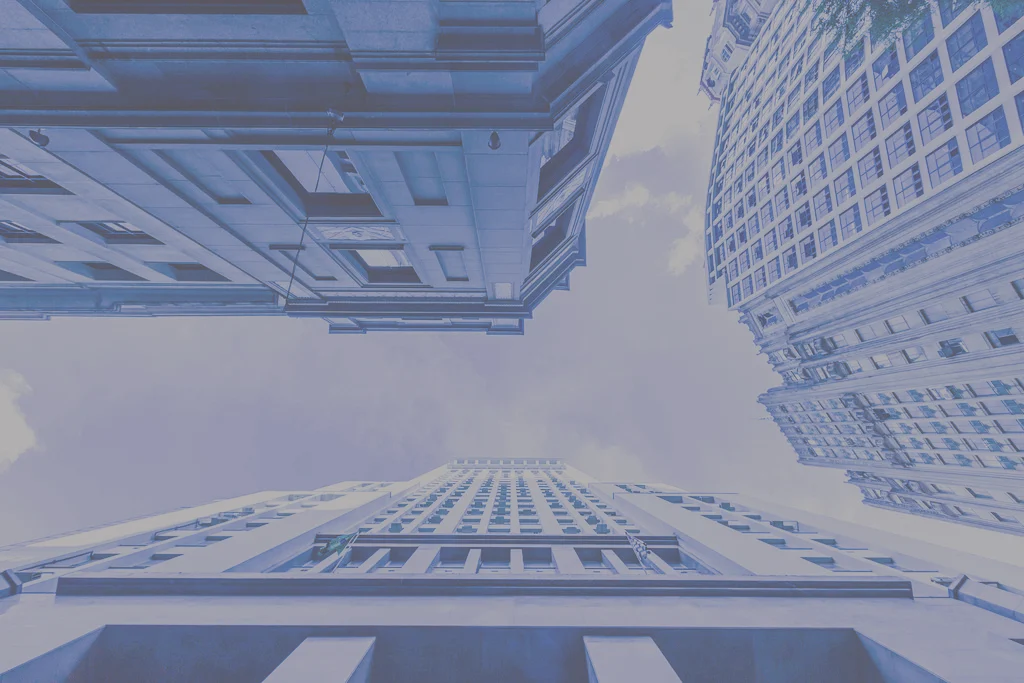 Looking up at office towers in New York City